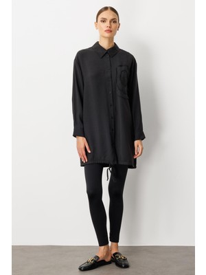 Micca Soft Modal(%90) Içerikli Elişi Çiçek Işlemeli Tunik-Siyah