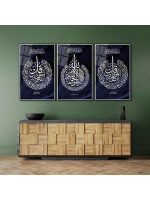 3 Parça Dini Islami Kırılmaz Cam Tablo Ev Hediyesi Iş Yeri Hediyesi Set Cam Tablo