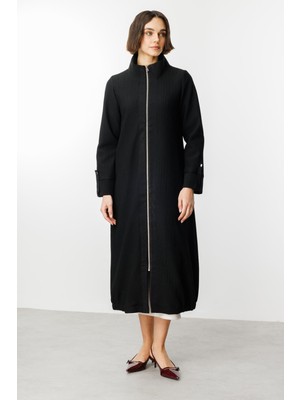 Micca Ottoman Kumaş Spor Kapama Sezonsuz Trench-Siyah