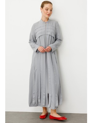 Micca Rouge/ S Parça El İşi Dikiş Detaylı Elbise / Kap-Gri