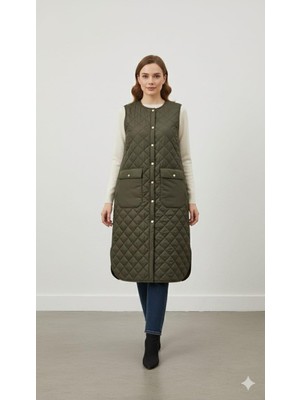 Micca Zamansız  (Yumuşak)  Elyaf Dolgulu Astarlı  Yelek-Haki