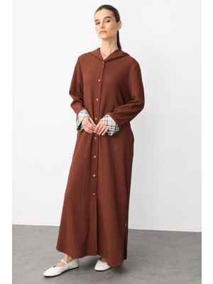 Micca X Garni Spor İnce Hafif Özel Dokulu Zamansız Ferace Kap-Kahve