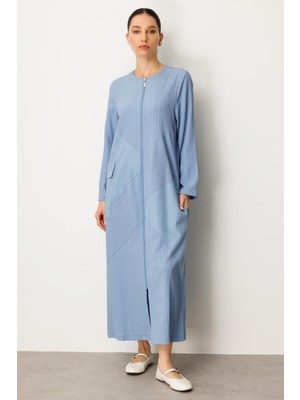 Micca x Tasarım Özel Dokuma Tam Boy Zamansız Kap Ferace-Indigo