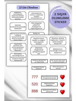 Birikiyedi 2 Sayfalık Olumlama Sticker Seti/manifest/motivasyon/bullet Journal Için Uygun