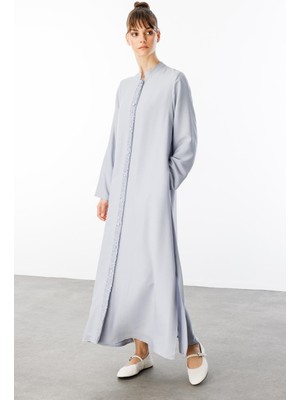 Micca HM Büzgü Detay Ön Pat ve Sırt Alleri İpekçe Doku Spor Zamansız Kap/ Ferace-Gri