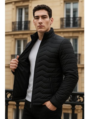 Comstar Erkek Premium Basic Kapitone Siyah Şişme Mont