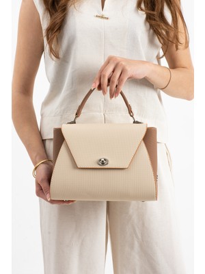 Çanta Trend Polo Of Colors Krem Camel Kapaklı El ve Uzun Omuz Askılı Kadın Çanta