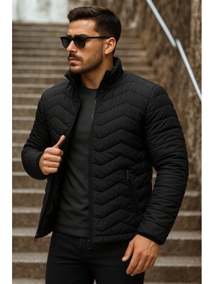 Comstar Erkek Kışlık Trend Siyah Kapitone Şişme Mont