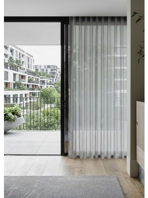 Ran Perde Modern Panama Keten Tül Perde - Açık Gri - Pileli Dikim 1x2,5 Pile - KTN12