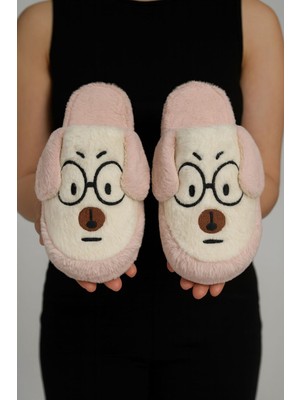 Köpek Nakışlı Sevimli Ev Terliği Kadın Ev Terliği Çeyiz Terliği 36-37 38-39 40-41 Numara