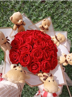 Sweet & Sweet Ayıcıklı Yapay Gül Buketi