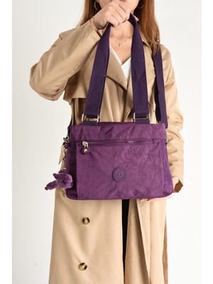 Çanta Trend Ultra Hafif Su Geçirmez Çok Cepli Omuz Çantası Mor (Model: 571-5F)