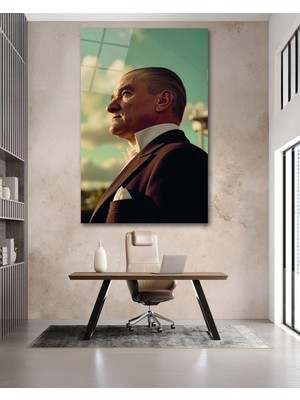 Marsilyan Atatürk Yan Portre Cam Tablo