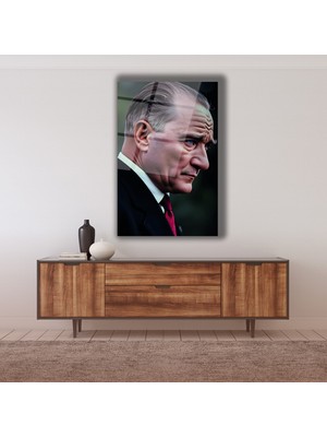 Atatürk Yüz Portresi Cam Tablo