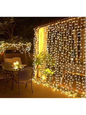 Defne Toprak 3*3 Perde LED Sarı Işık