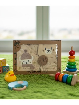 Yusgos Organik 5 Parça Ayıcık Nakışlı Bambu Yenidoğan Hastane Çıkışı Set