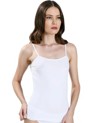 Jiber Kadın 5'li Beyaz Likralı Ip Askılı Atlet