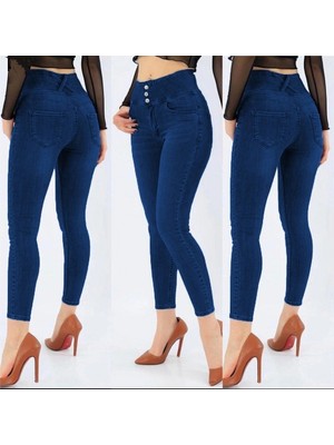 Çamaşır Kenti Yüksek Bel Likralı Jean Pantolon 90 cm