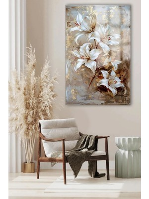 Marsilyan Açan Çiçek Cam Tablo Ultra Canlı Renkli Kırılmaz Cam Tablo Ev Hediyesi Ofis Hediyesi