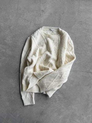 Abluka Online Erkek Oversize Desenli Triko Kazak Ekru