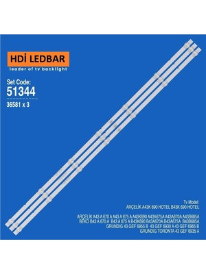 Arçelik  A43K 690  A43 B 685 A  A43 A 675 A  A43 A 670 A LED Bar Takımı