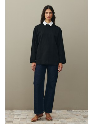 Fahhar Uzun Kollu Basic Sweat Siyah