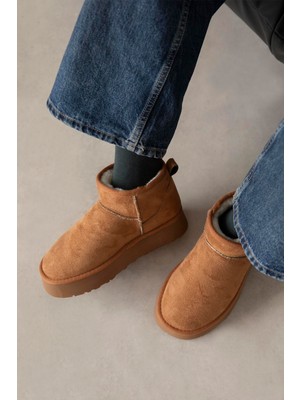 Straswans Salvador  Kadın  Içi Tüylü Kalın Taban  Süet Yarım  Bot Taba