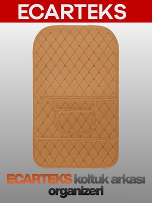 Ecarteks Araç Koltuk Arkası Organizer Deri - Oto Eşya Düzenleyicisi Cepli Lüks Tasarım - Kırmızı