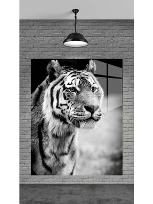 Marsilyan Muhteşem Kaplan Dekoratif Temperli Cam Üzerine Tablo Sevgilinize Yılbaşı Hediye