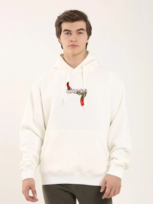 Çamaşır Kenti Unisex Baskılı Oversize Üç Iplik Kapüşonlu Sweatshirt