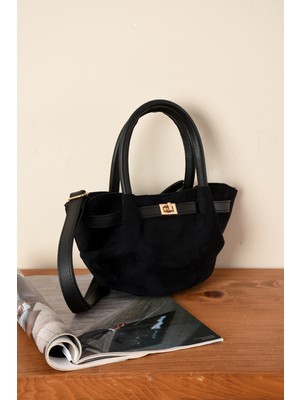 My Vintage Kadın Kilit Detaylı Süet Mini Çanta