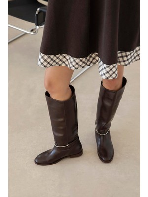 Straswans Lena Kadın  Aksesuar Detay  Deri  Çizme Kahve