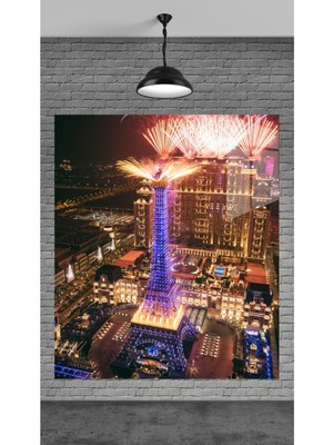 Marsilyan Muhteşem 3D Eıfel Kulesi Temperli Cam Üzerine Tablo Sevgilinize Yılbaşı