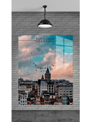 Marsilyan Galata Kulesi Dekoratif Temperli Cam Üzerine Tablo Sevgilinize Yılbaşı Hediye