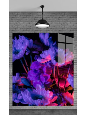 Marsilyan Muhteşem Dekoratif Çiçek Temperli Cam Üzerine Tablo Sevgilinize Yılbaşı Hediye