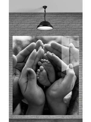 Duygusal Aile Fotoğraf Temperli Cam Üzerine Tablo Sevgilinize Yılbaşı Hediye