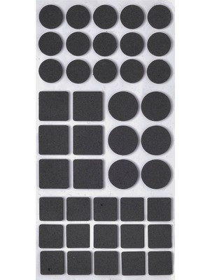 Kitchen Design Lab Siyah Keçe Karma Paket Yapışkanlı Sandalye, Masa Koltuk Altı Koruma 45 Adet Siyah