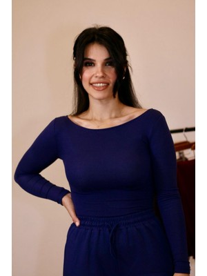 Kayık Yaka Uzun Kollu Kaliteli Buzzy Kumaş Badi