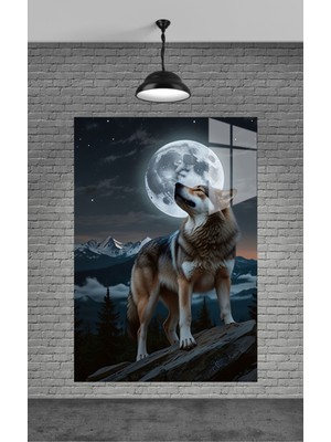 Marsilyan Kurt ve Dolunay Cam Tablo Ev Dekorasyon,balkon Dekorasyonu,dekoratif,duvar Tablo,mutfak Tablo