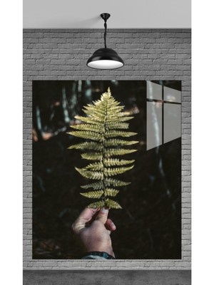 Muhteşem Yaprak Temperli Cam Üzerine Tablo Sevgilinize Yılbaşı Hediye