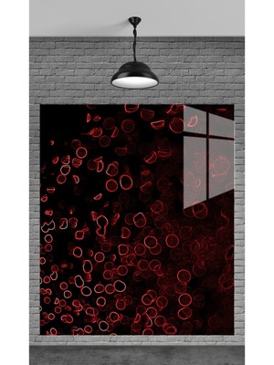 Muhteşem Kırmızı Yuvarlaklar Tablosu Temperli Cam Üzerine Tablo Sevgilinize Yılbaşı Hediye