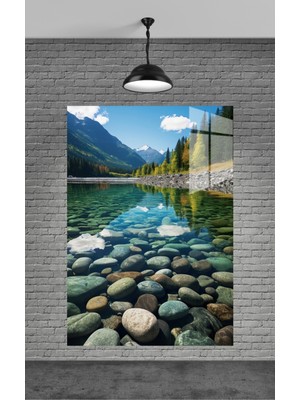 Marsilyan Göl ve Taşlar Cam Tablo Ev Dekorasyon,balkon Dekorasyonu,dekoratif,duvar Tablo,mutfak Tablo