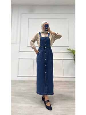 Zerenyus Etekli Salopet Enzim Süper Taş Yıkama Koyu Mavi