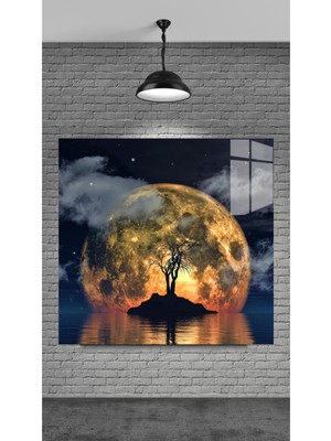 Ay Manzaralı Cam Tablo