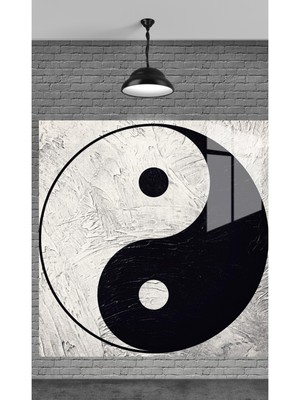 Ying Yang Sembolü Temperli Cam Üzerine Tablo Sevgilinize Yılbaşı Hediye