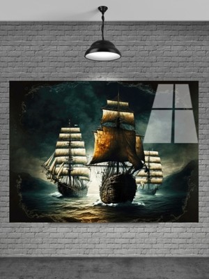 Korsan Gemileri Cam Tablo Ev Dekorasyon,balkon Dekorasyonu,dekoratif,duvar Tablo,mutfak Tablo