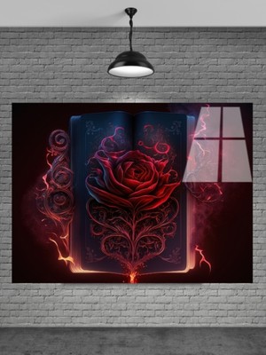 Marsilyan 3 Boyotulu Gül Cam Tablo