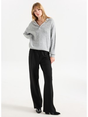 People By Fabrika Yüksek Bel Loose Fit Siyah Kadın Pantolon PBF5WL-PNT9526