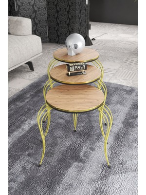 Zigon Sehpa Lükens Çift Gold Atlantik Çam