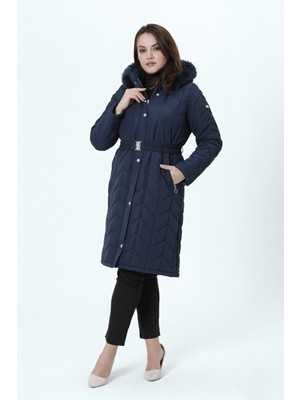 Meralcan Kaddın Büyük Beden Astarlı  Nova Kumaş Kapitone Mont
